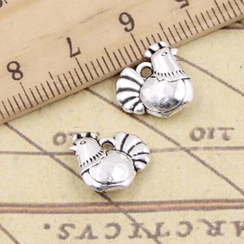 20pcs Charms Cock Rooster 13x13mm Tibetan Silver Color Pendants Antique Jewelry Making DIY Handmade Craft