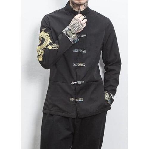 2019 Men Dragon Embroidery Bomber Jacket Mens Japanese Streetwear WindBreaker Male Vintage Casual Autumn Coats