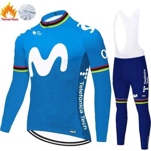 2021 Movistar Winter Thermal Fleece 자전거의류 Ropa Ciclismo Fietskleding Heren Ciclismo Masculino Roupa Ciclismo Masculino