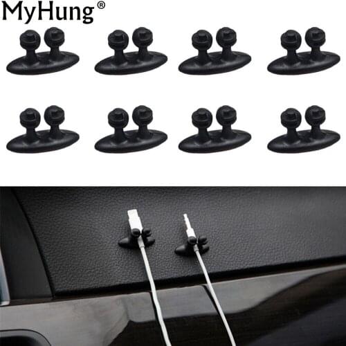 8PCS For Mini Adhesive Car Charger Line Clasp Clamp Headphone USB Cable Car Clip Fastener Clip Automobile Interior Accessories
