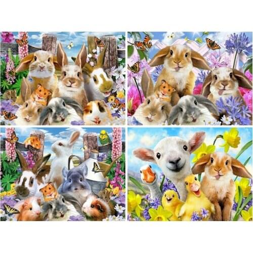 Cartoon Animals 5D Diy Diamond Painting Full Drill Rabbit Diamond Mosaic Stitch Interior Art Picture Handicraft Home Decoration