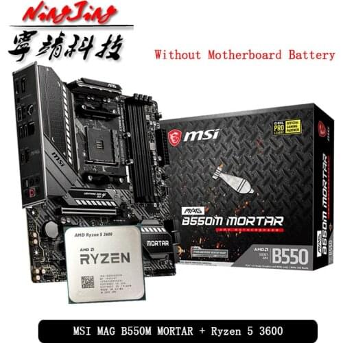 AMD Ryzen 5 3600 R5 3600 CPU + MSI MAG B550M MORTAR Motherboard Suit Socket AM4 All new but without cooler