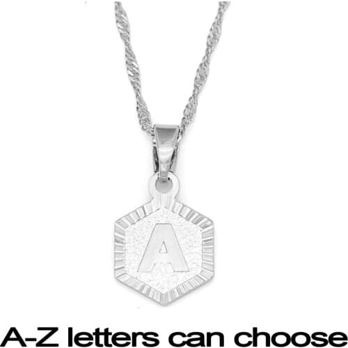 Anniyo A-Z Letters Silver Color Charm Pendant Necklaces Women Girls English Initial Alphabet Chain Jewelry Best Gifts #118621