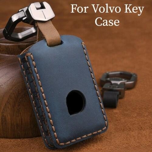 Genuine Leather Car Key Cover FOB for Volvo XC40 XC60 S90 XC90 V90 T5 T6 T8 Auto Keychain Car Key Case Car Key Protect