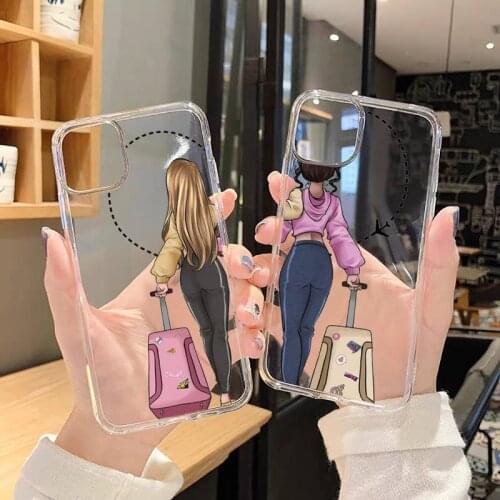 Best Friends forever girl travel are Phone Case Transparent Clear for iPhone 11 12 mini pro XS MAX 8 7 6 6S Plus X 5S SE XR 2020