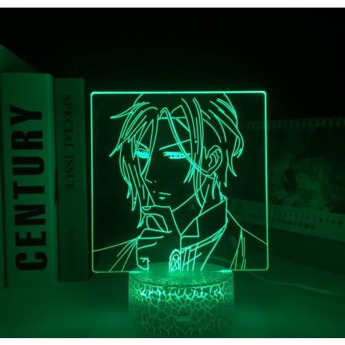Black Butler Anime Figure Sebastian Michaelis Acrylic LED White Base Lamp for Bedroom Decor Light Birthday Gift 3D Table Light