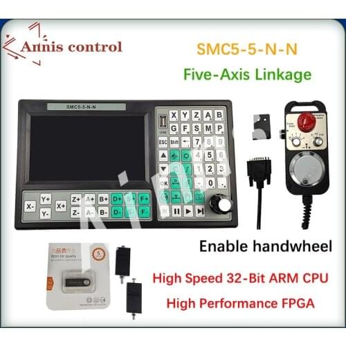 CNC Controller Offline USB SMC5 CNC5-Axis Offline Mach3 G-Code7-Inch Large Screen Emergency Stop Enabling Electronic Handwhel