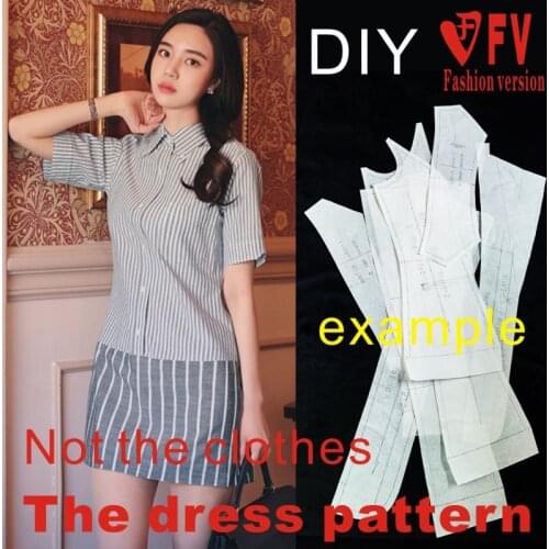 Sewing pattern womens dress shirt collar garment design drawing BLQ-375