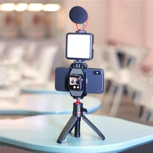Phone Selfie Clip Holder Tripod Mount with Cold Shoe for Apple Watch Series 5 Vlog with 1/4 Screw