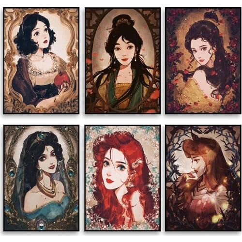 Disney Cartoon Princess Canvas Paintings Beautiful Mulan Poster and Prints Wall Art Picture for Living Room Home Decoration