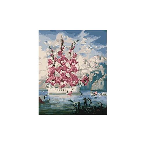 MaHuaf-X930 sail sea gladiolus painting by numbers art canvas painting wall pictures for living room home decor 40x50cm framed