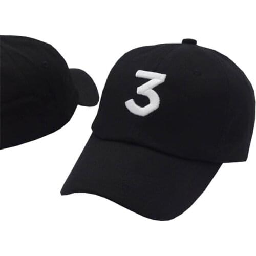 Popular chance the rapper 3 Hat Cap white pink Black Letter Embroidery Baseball Cap Hip Hop Streetwear Snapback Sun Hat Bone