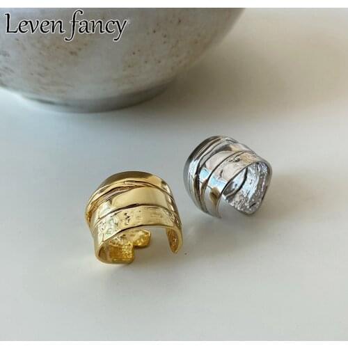 Exaggerated 925 Sterling Silver Ring Big Irregular Ring Open 18k Gold Ring For Women Female Fine Jewelry Punk Style Dropshipping