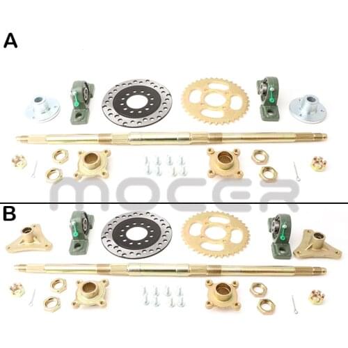 610mm ATV Go Karts Rear Axle kits STD 20mm Complete Assembly with Carrier Hub 160mm Brake Disc 420-37T Chain Sprocket