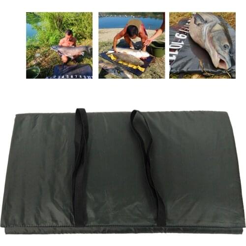 Foldable Unhooking Mat Lightweight Fishes Protection Fold Over Straps Protective Pad Dark Green for Outdoor Fishing