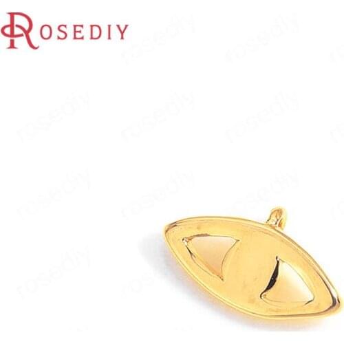 C690)10 pieces 10x5mm Hanging Hole 1mm 24K Gold Color Brass Eyes Charms Pendants High Quality Diy Jewelry Findings Accessories