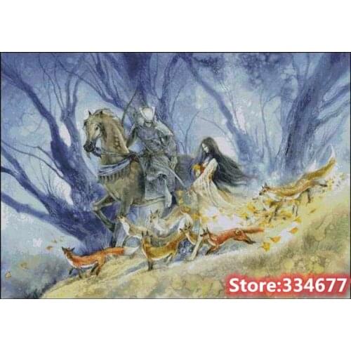 Fox Animal Forest Girl Sewing Kit Top Quality Embroidery Needlework 14CT Unprinted Art Cross Stitch Kits DIY Handmade Decor