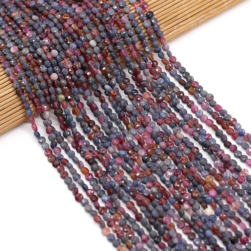 Natural Semi-Precious Stones Beaded 4mm Oblate Mixed Red Sapphire Faceted Beads for Charm Jewelry Making DIY Trendy Bracelet