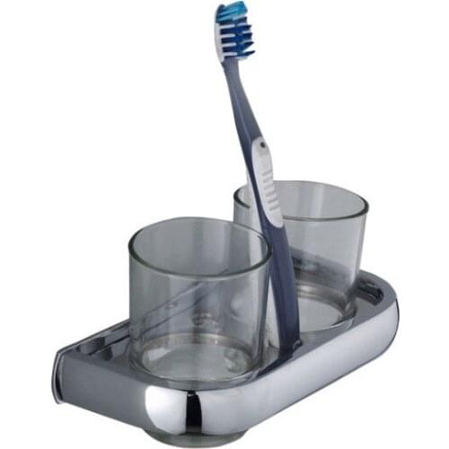 Stainless Steel Toothbrush Cup Holder Lovers Gargle Double Cup Holder Hotel Engineering Hardware Pendant