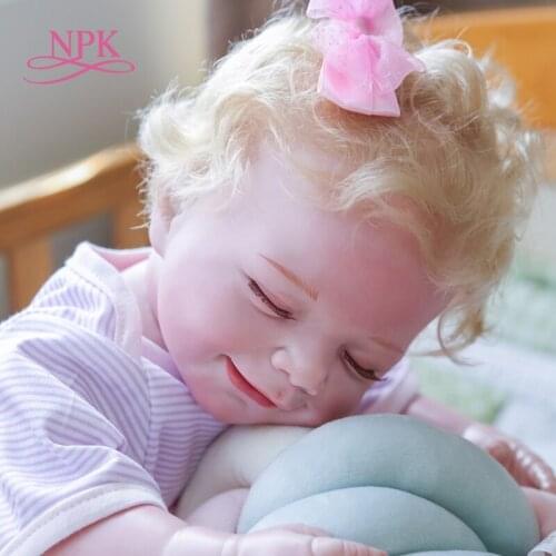 NPK 55CM high quality bebe doll reborn newborn baby sleeping April full body silicone soft real touch collectible art doll