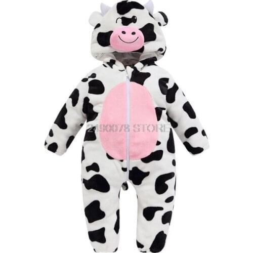 Baby Boy Girls Clothes Newborn Baby Jumpsuit Toddler Winter Warm Hooded Animal Pajamas Romper Baby Costume