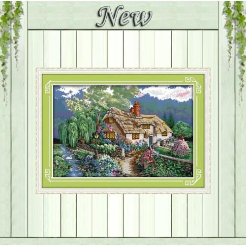 Sunset countryside scenery painting counted printed on canvas DMC 14CT 11CT chinese Cross Stitch Needlework Sets Embroidery kits