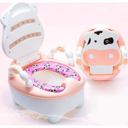 Plastic baby potty ,children toilet,cow baby products for free potty brush