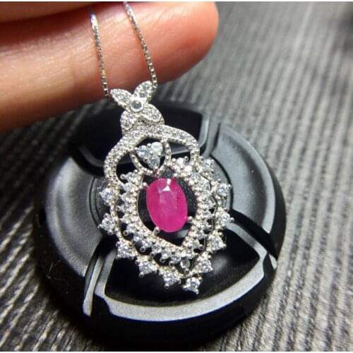 Ruby necklace pendant 5*7mm gems Origin and natural ruby 925 sterling silver For men or women jewelry