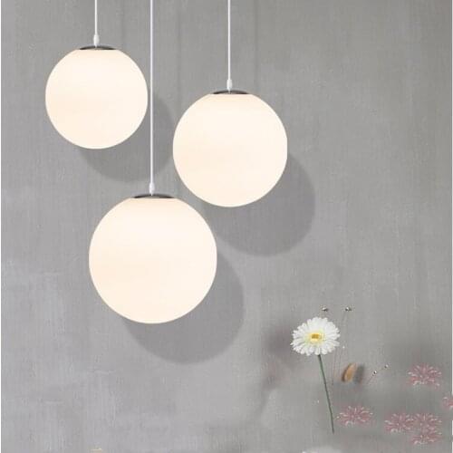 Nordic White Glass Globe Light Mall Bedroom Dining Kitchen Island stairs pendant lamp Milk White Color Suspension round lamp