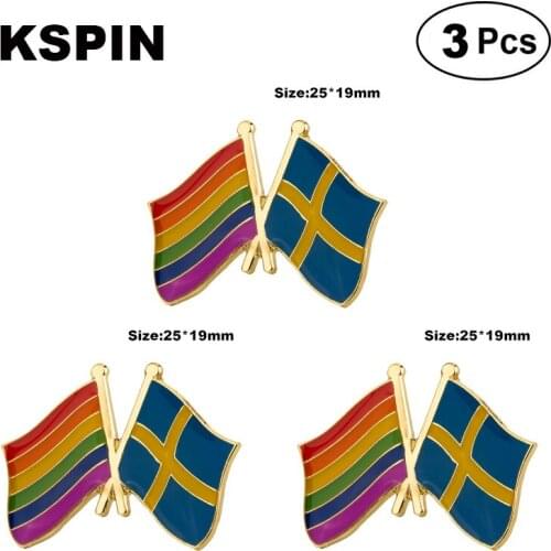 Rainbow&Sweden Lapel Pin Brooches Pins Flag badge Brooch Badges