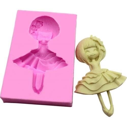 Dancing Lovely Girl Silicone Mold Chocolate Baking Fondant Cake Decorating Tools Soap Mold Cake Pop Recipe H236