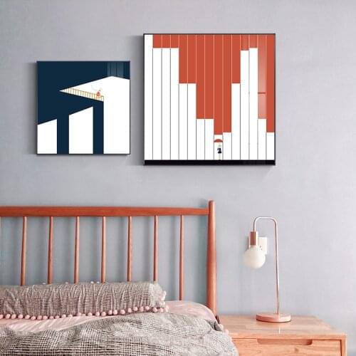 Modern cartoon Geometric Canvas Painting Poster and Print Square little girl Decor Wall Art Picture For LivingRoom Bedroom Aisle