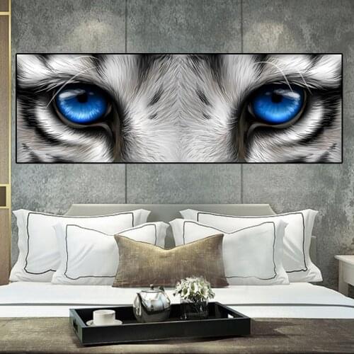 Tiger Blue Eyes Posters and Prints on Canvas Painting Modern Wall Art Animals Pictures for Living Room Bedroom Home Decor