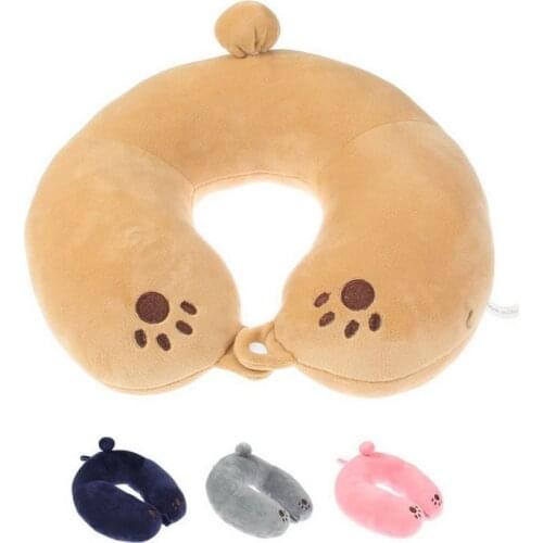 Cartoon Bear Paw Print U Shaped Pillow Office Home Sleeping Travel Cervical Neck Pillow Body Care Pillow Rest Soft Cushion