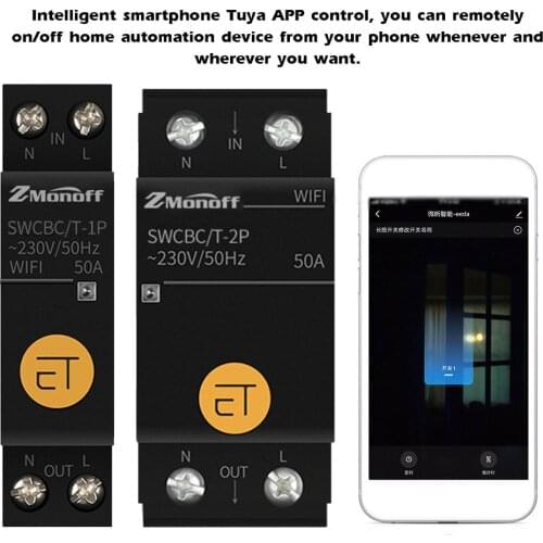 Tuya Wifi Intelligent Timing Circuit Breaker DIN Rail Installation Smartphone APP Control for Amazon Alexa Google Assistant