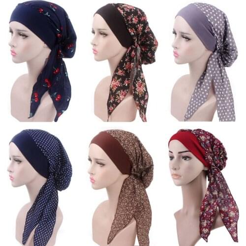 Womens Chemo Hat Turban Head Scarves Pre-Tied Headwear Bandana Elastic Band Soft B95F