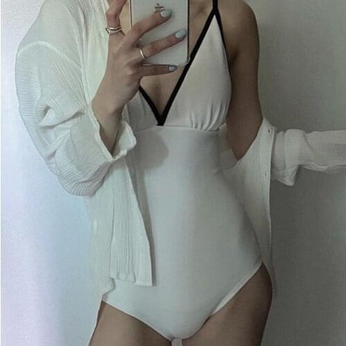 Swimsuit Women Swimming Trikini Woman Womans Rashguard Female New Sexy Backless Pure Color Solid Polyester Swimming Suit