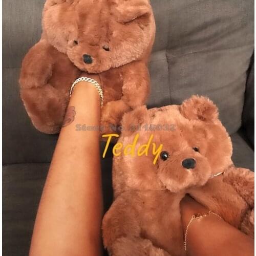 Winter Warm House Shoes Women Teddy Bear Slippers Anti-slip Soft Home Indoor Slipper Ladies Cute Cartoon Funny Slippers Ladies