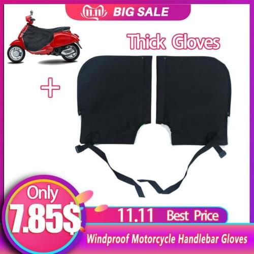 1Pair Motorcycle Handlebar Gloves Windproof Warm Velvet Thick Gloves Waterproof For Cold Winter