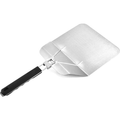 1 Pcs Stainless Steel Pizza Shovel Pizza Paddle with Folding Handle Anti-slip Pizza Spatula for Baking Pizza Bread Kitchen Tool