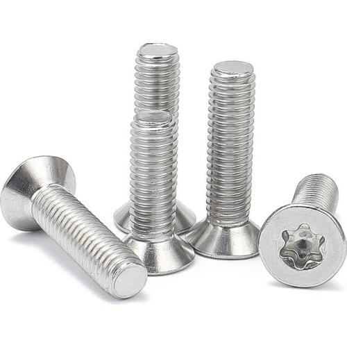 10/50X M1.4 M1.6 M2 M2.5 M3 M4 M5 M6 M8 304 A2-70 stainless steel GB2673 Six-Lobe Torx Flat Countersunk Head Screw Six Lobe Bolt