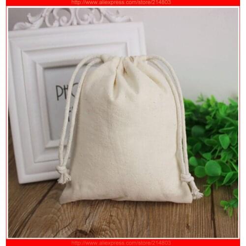 100pcs/lot ) size 8x14cm(3.2x5.6") small gift cotton bag customize with own logo
