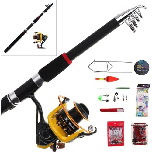 15pcs 2.7m Professional Fishing Rod Reel Combo Full Kits Telescopic Spinning Pole Lure Line Hook Track Tool Set Accessories
