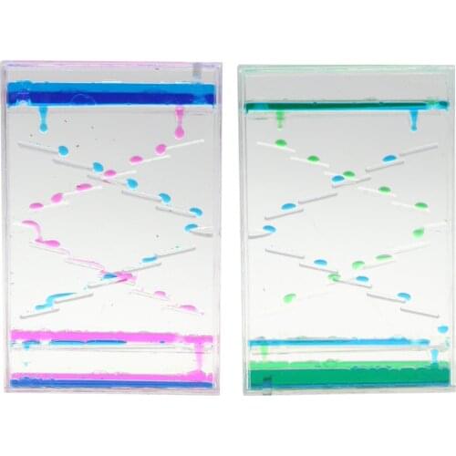 2pcs Square Slide Floating Mix Colored Oil Hourglass Bubbler Motion Timer Sensory Toy Home Decor