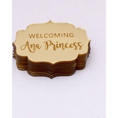 20pcs Acrylic Mirror Wedding Favors Custom Name Personalized Tags Invitation Cards Birthday Party Babyshowers Guest Gifts