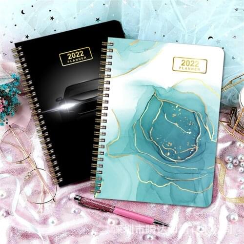 2022 English schedule book a5 coil day plan notebook Habit Version Supplies Goals Stationery Notebook School Office Planner