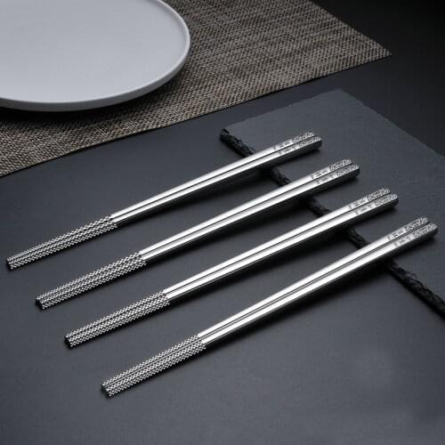 304 Stainless Steel Chopsticks high quality Chinese Long Non-Slip Alloy Chop Sticks Set Chinese Gifts Tableware custom made