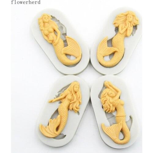 3d Beauty Mermaid Silicone Soap Mold Fondant Cake Mold DIY Chocolate Mold Cake Decorating Plaster Candle Mold Baking Tools
