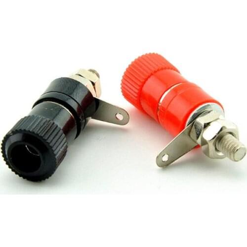 50PCS Terminal Blocks JS-910B JS-919 4mm Amplifier Terminal Connector Binding Post Banana Plug Jack Mount 25pcs Black+25pcs red