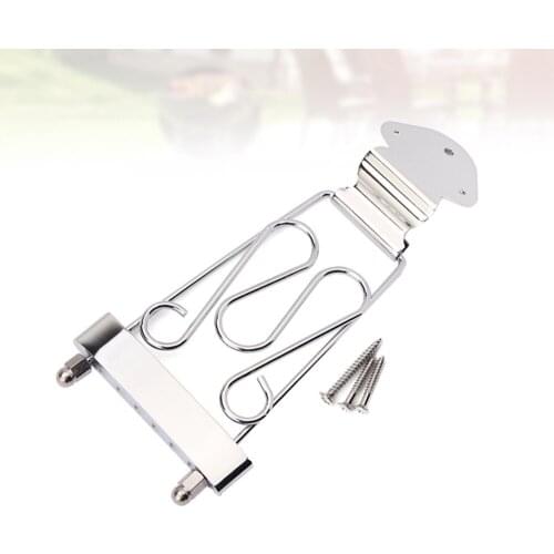 GA411 6 String Tailpiece Bass Guitar Bridge With Screws For Archtop Jazz Trapeze (Silver)